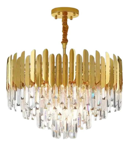 Lustre Pendente Luxo Em Cristal 40cm Madri Gold E14