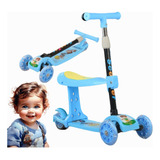 3 En 1 Patineta Scooter Infantil Con Luz Y Asiento Plegable Color Azul Animado