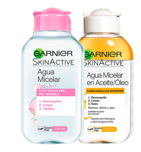 Pack 2 Agua Micelar Óleo + Travel Size Garnier Skin Active