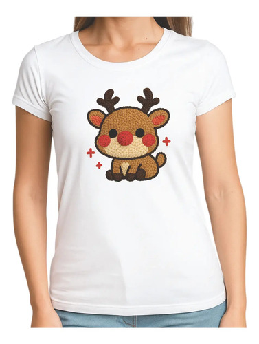 Blusa Playera Talla Extra Mujer Navidad Reno Crochet