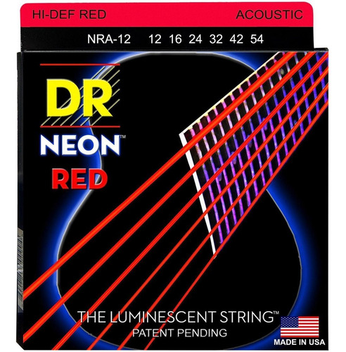 Dr Strings Hi-def Neón Rojo Coated Medio Cuerdas De Guita