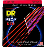 Dr Strings Hi-def Neón Rojo Coated Medio Cuerdas De Guita