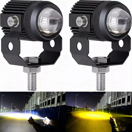 2pzs Faros De Lupa 60w Doble Color Spot Luz Para Auto Moto