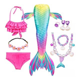 Kit De Cola De Sirena Con Bikini Sin Monoaleta Para Niños B