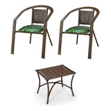 Kit 2 Cadeiras + 1 Mesinha Centro Caribe Decorativo Conforto