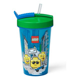 Vaso C/ Sorbete Silicona Lego 500ml Infantil Escolar Tumbler