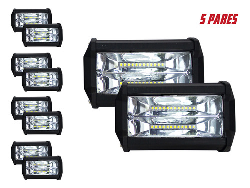 10 Piezas De Faros 24 Leds Tunelight 96w Con Estrobo Blanco