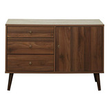 Carroll Mid Century Mueble Buffet Con Cajones Y Estante Ajus