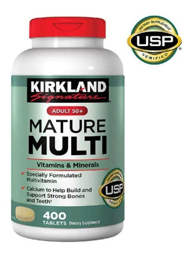 Vitaminas Y Minerales Adulto 50+ Kirkland 400 Caps Multivita Sabor Sin Sabor