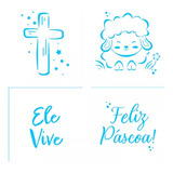 Mini Stencils Pascoa Cristã 4pç-bluestar*para Bolo,doces,etc