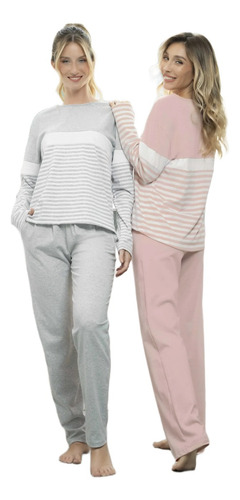 Pijama Invierno Mujer Jersey Rayado Lencatex 24320