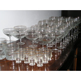 569-jgo. Copas Agua Vino Champagne Whisky Borde Metal 58 Pza