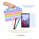 Capa Infantil P/ Tablet Samsung A7 Lite + Película + Caneta