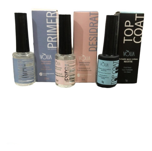 Kit Primer 10 Ml Desidrat Ph 9 Ml Top Coat Volia