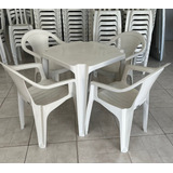 Conjunto De Mesas E Cadeiras De Plástico Poltrona - 182kg
