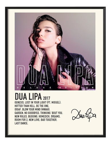 Poster Dua Lipa Album Music Tracklist Exitos Dua Lipa 120x80