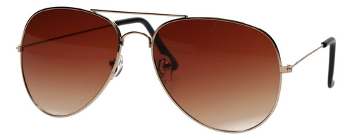 Lentes Unisex Para Sol Moda Tipo Aviador Con Detalle Bronce