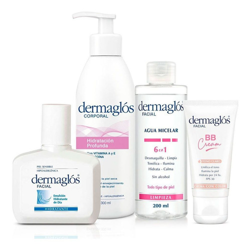 Dermaglós Combo Completo Rostro Cuerpo Limpieza Hidratación