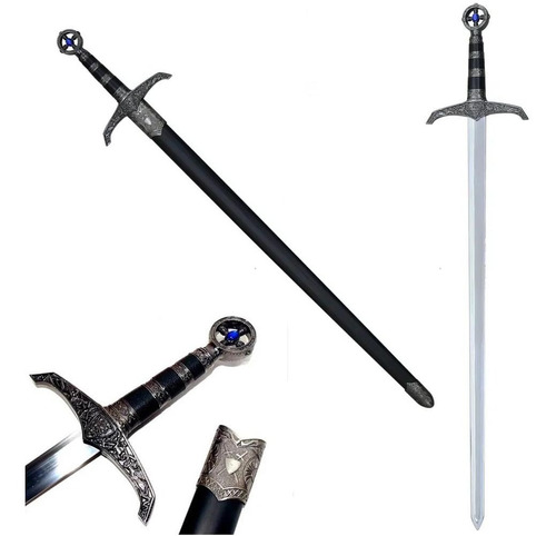 Espada 98 Cm Metal Medieval Robin Hood Templaria Com Bainha