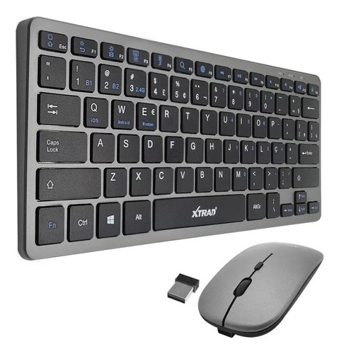 Teclado E Mouse Sem Fio Space Gray Bluetooth Recarregável 