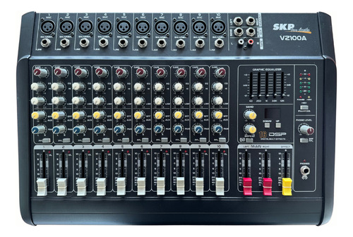 Mesa De Som Amplificada Console Skp Pro Audio Vz-100a 10 Can