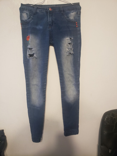 Pantalon Jeans  Nina Cintura  34  Con  Bordado  Ramos Mejia 