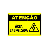 Kit 4 Placa De Sinalização Amarela Atenção Área Energiz