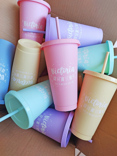 Vaso Reusable Con Popote. 30 Piezas Personalizadas