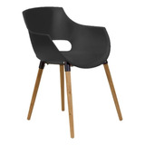 Silla De Comedor Plástico Pata De Madera - Frida Woods Estructura De La Silla Negro