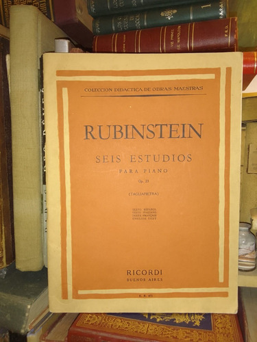 Rubinstein: Seis Estudios P/ Piano Op. 23. Ricordi Partitura