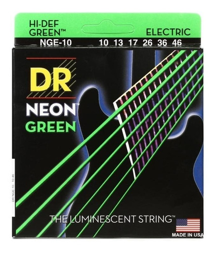 Cuerdas Guitarra Eléctri 10/46 Hi-def Neon Green Dr Nge-10 +