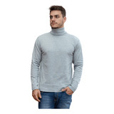 Cacharrel Blusa Tricot Lã Masculina Canelada Gola Alta Tricô