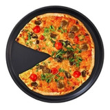 Forma De Pizza Assadeira Antiaderente Aço Carbono Bandeja Cor Preto