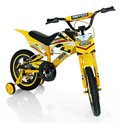 Bicicleta Infantil Moto Cross Aro 16  Amarela - Unitoys