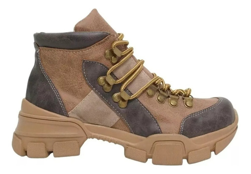 Borcego Tipo Trekking Mujer Bota Zapatilla Acordonada Dama.