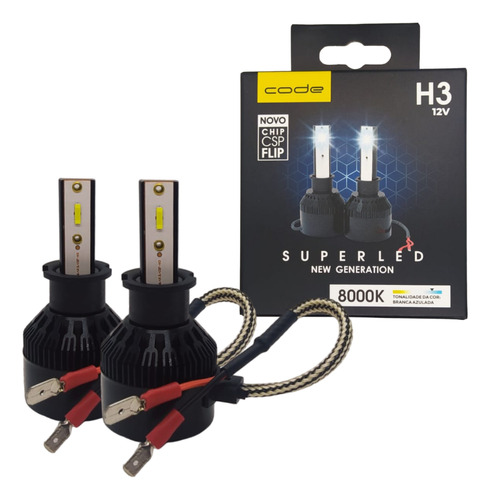 Par Lâmpada Super Led H3 8000k Tech One