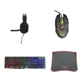 Set Gamer Teclado Mouse 7 Botones/ Rgb / Diadema / Pad Mouse