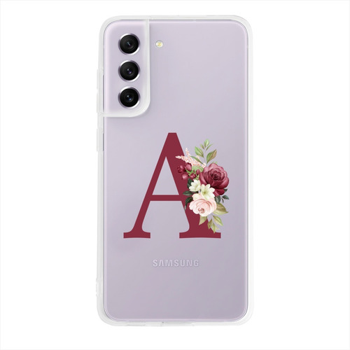 Funda Galaxy Antigolpes Flores Personalizada Con Tu Inicial 