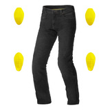 Pantalon Jean Moto Seventy Pj2 Kevlar C Protecciones Negro