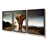 Quadros Decorativos Grande Elefante Kit Sala Quarto 30x45