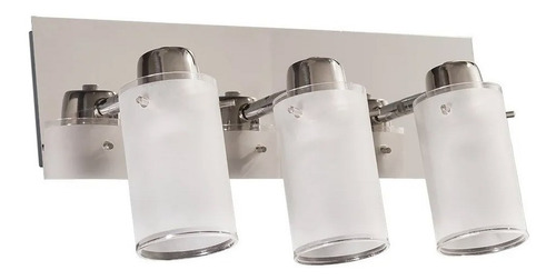 Aplique 3 Luces Baño June Vidrio Y Acero Apto Led E27 Mks