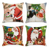 Fundas De Almohada Navideñas De Lino Con Bonito Papá Noel, 4