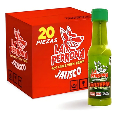 Caja Salsa La Perrona Green Habanero 20 Piezas