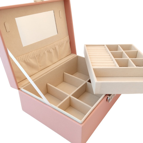 Joyero Alhajero Rosa Caja Organizasora De Joyas Bijou