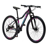 Ksw S60 Bicicleta Aro 29 Alum Shimano Tz 24vel Freio A Disco Cor Preto/pink E Azul Tamanho Do Quadro 19