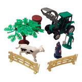 Set De Granja Con Tractor Animales Arbol Y Granjeros 8 Pzas