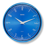 Relógio De Parede Decorativo Moderno 23cm Metalizado Tic Tac Cor Da Estrutura Azul Cor Do Fundo Vermelho