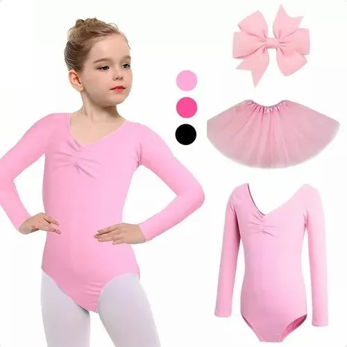 Leotardo Para Niña Ballet Danza Algodón Manga Larga Conjunto | MercadoLibre