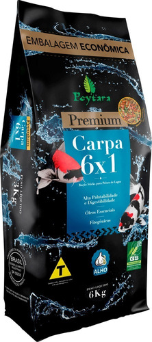 Ração Para Peixes Poytara Carpa 6x1 Premium 6kg