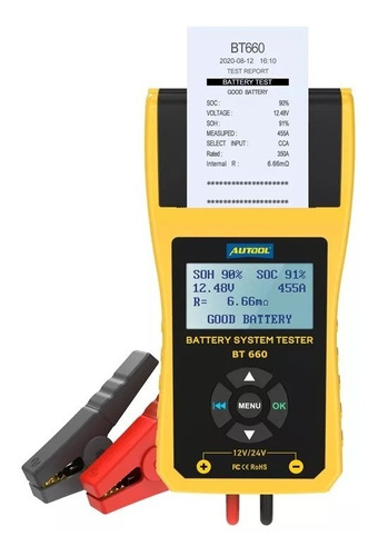 Probador Scanner De Batería Bt660 Autool 12v Con Impresora
